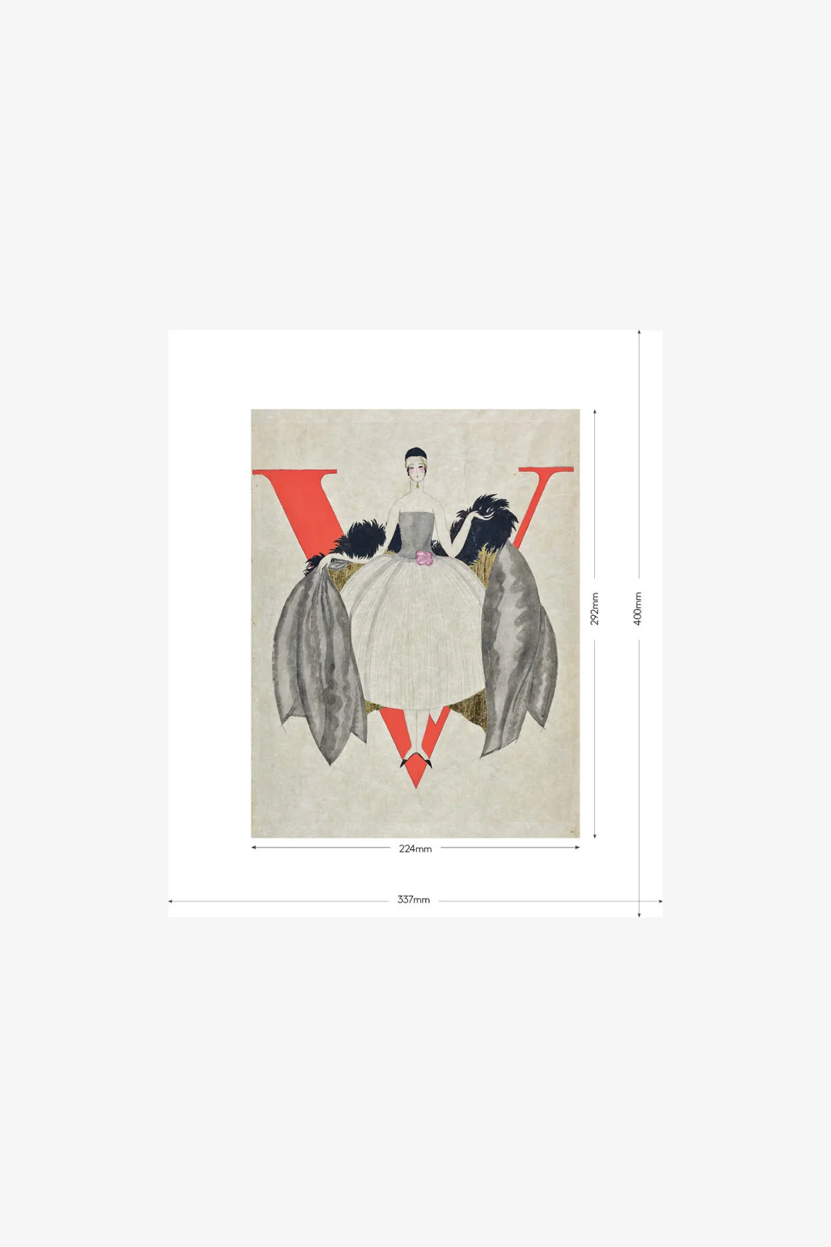 Vogue 1920 Lepape Gold Feather Cape Cover Print - Image 4