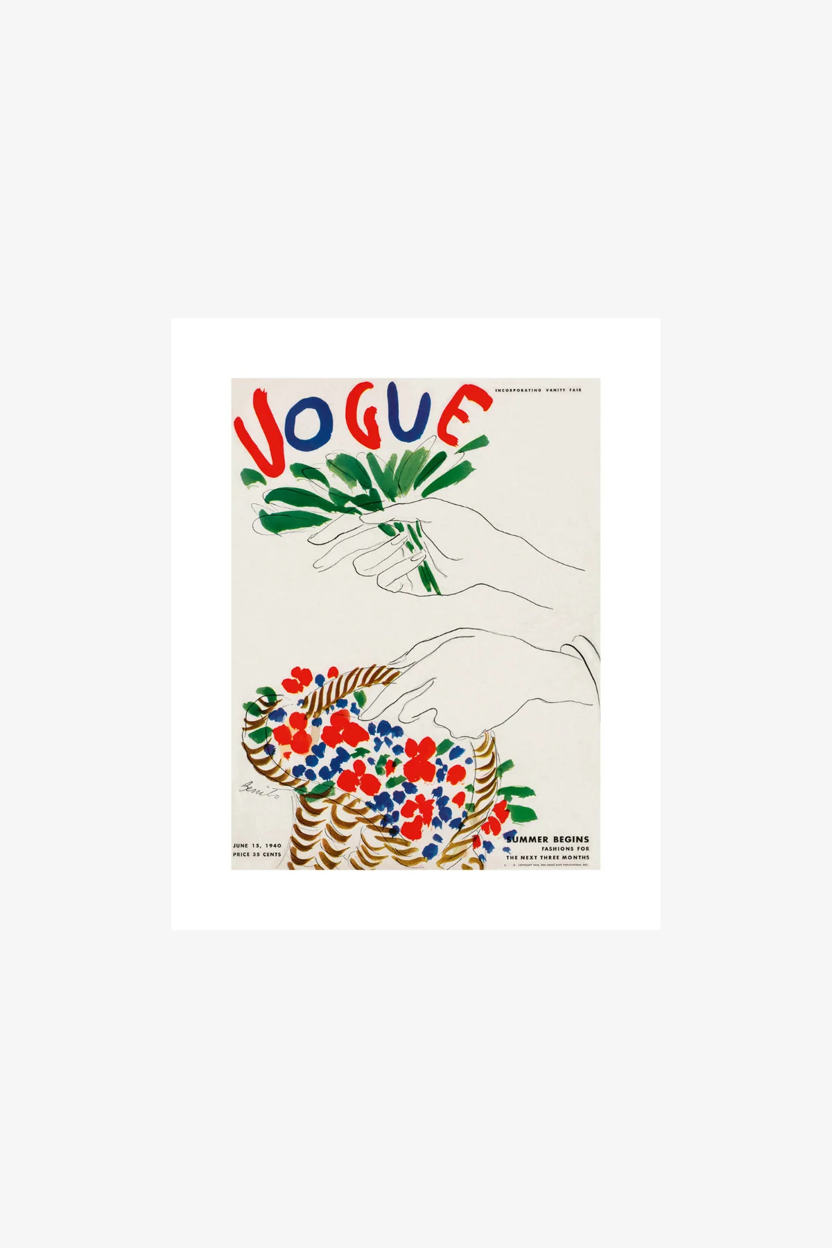 Vogue 1940 E.G Benito Flower Basket Cover Print - Image 3