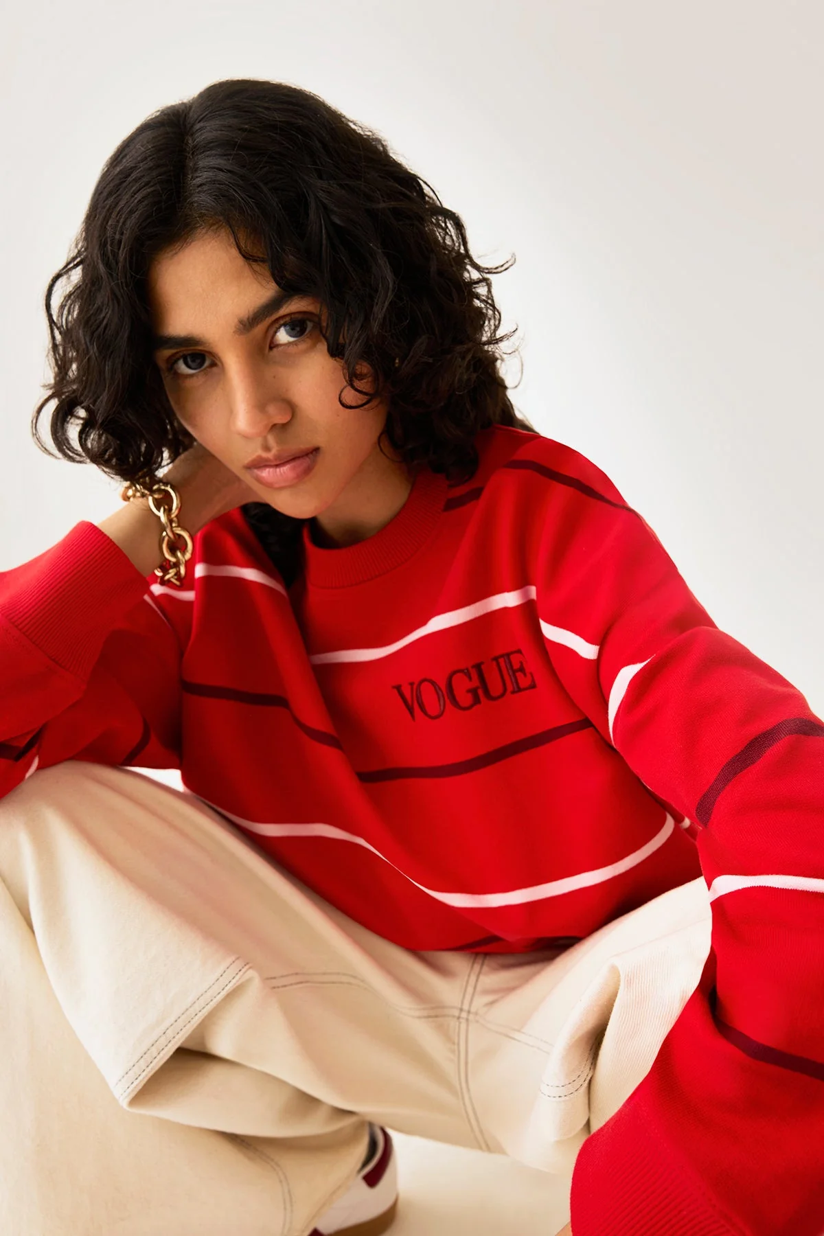 VOGUE Sweatshirt Thin Stripes | Red - Image 3