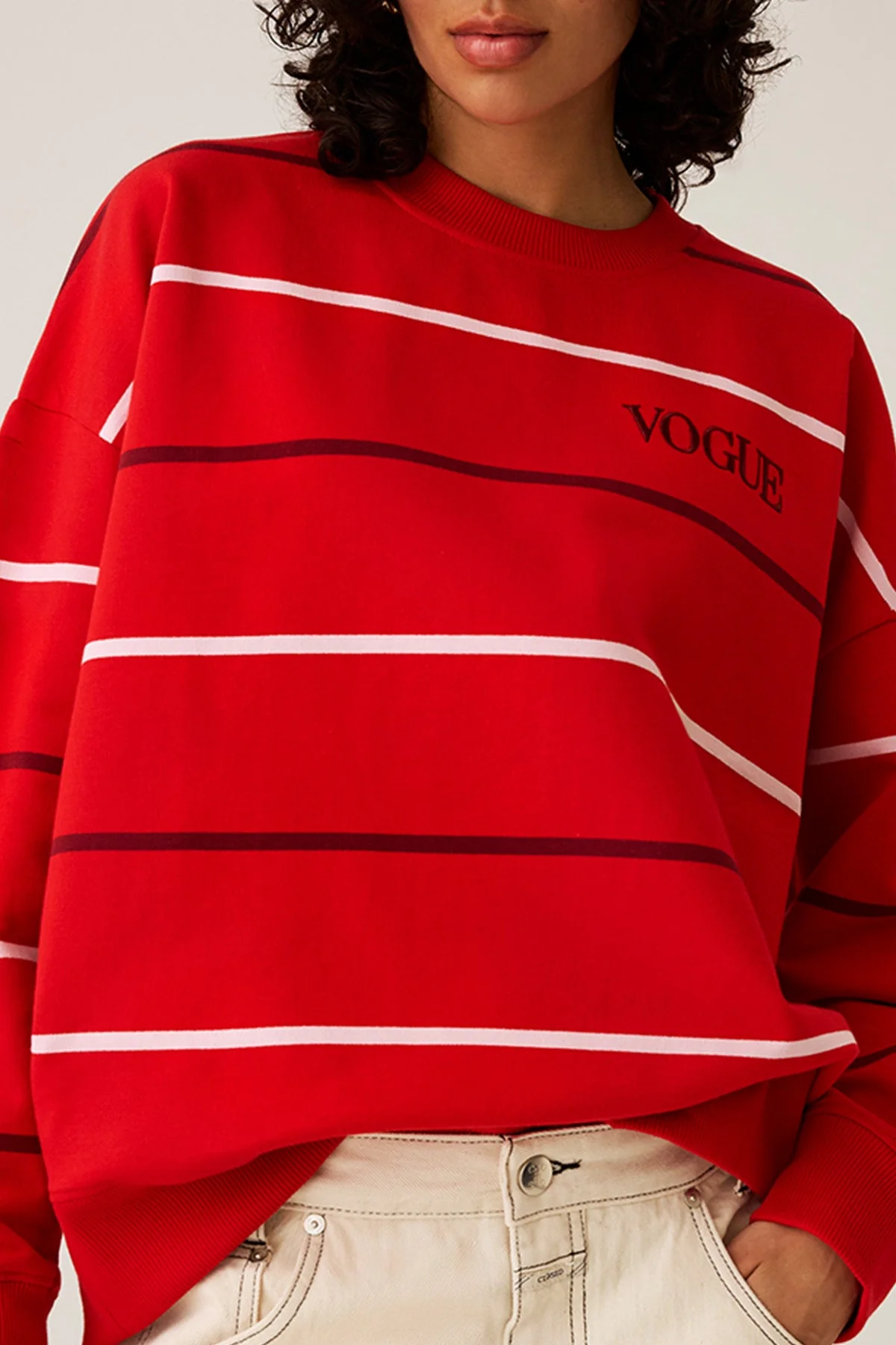VOGUE Sweatshirt Thin Stripes | Red - Image 4