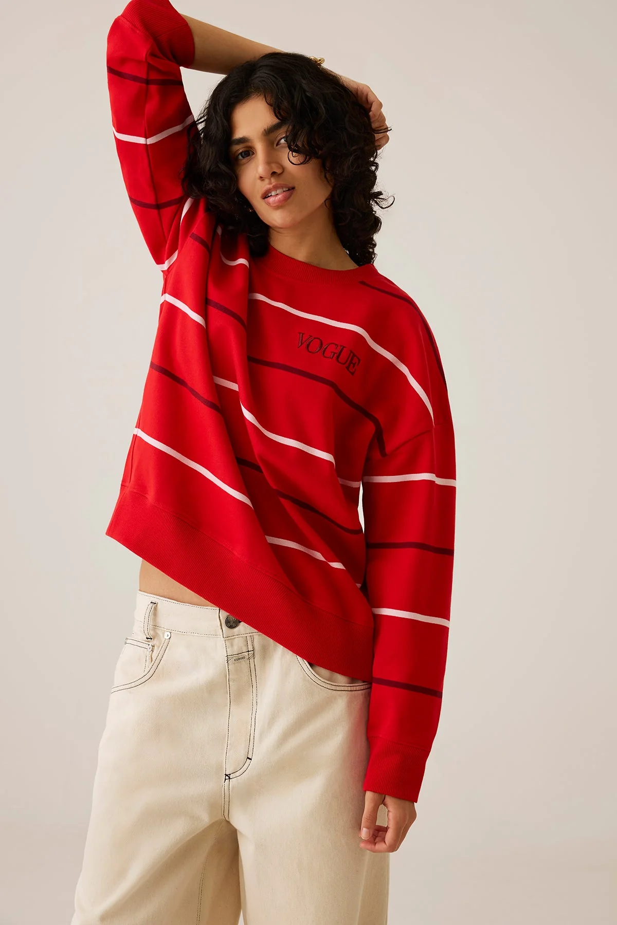 VOGUE Sweatshirt Thin Stripes | Red - Image 5