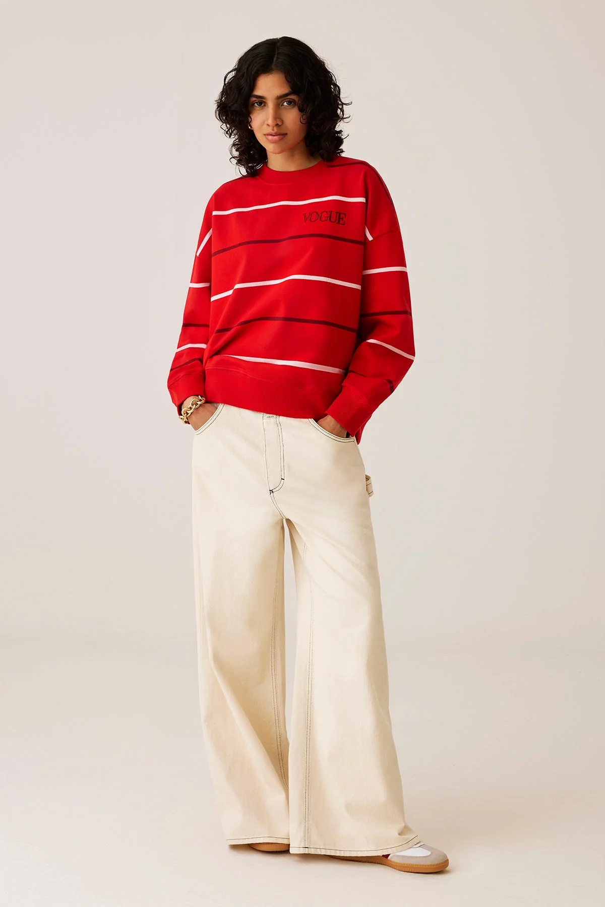 VOGUE Sweatshirt Thin Stripes | Red - Image 6